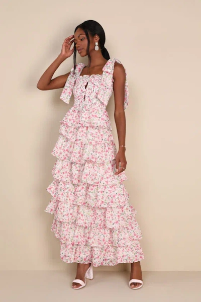 Sister Jane Wild Hearts Ivory Multi Floral Tiered Midi Skirt