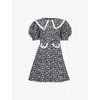 Sister Jane Womens Black Ditsy Balloon-sleeves Woven Mini Dress Xs In Black