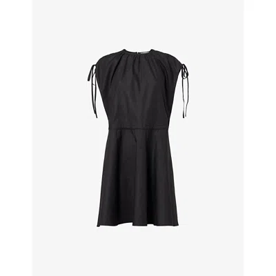 Sister Jane Womens Black Gilia Drawstring Cotton-blend Mini Dress Xs
