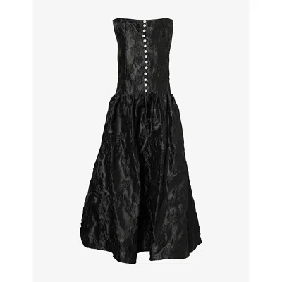 Sister Jane Womens Black Optimist's Jacquard-print Woven Maxi Dress Xs