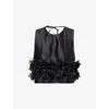 Sister Jane Womens Black Plume Organza Woven Top In Black