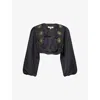Sister Jane Womens Black Sol De Noche Beaded Woven Jacket In Black