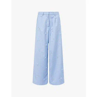 Sister Jane Womens Blue Cornflower Wide-leg Woven Trousers Xs