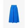 Sister Jane Womens Blue Flared High-waist Stretch-woven Midi Skirt Xs In Blue