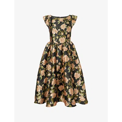 Sister Jane Womens Floral Black Floret Jacquard Woven Midi Dress Xs In Multi