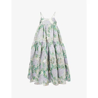Sister Jane Womens Lilac Ashore Floral-jacquard Woven Midi Dress