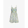 Sister Jane Womens Multicoloured Marigold V-neck Floral Jacquard Mini Dress In Multi