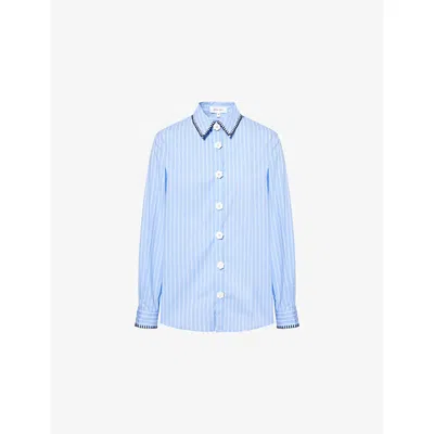 Sister Jane Womens Oxford Blue Isak Striped Cotton-blend Shirt