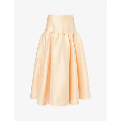 Sister Jane Womens Pale Apricot Alma Gathered Satin Maxi Skirt In Neutral