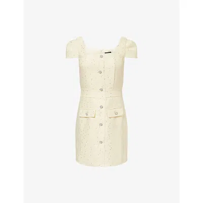 Sister Jane Womens Pastel Yellow Ella Embellished Tweed Mini Dress In Neutral