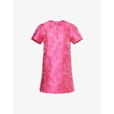 Sister Jane Womens Pink Foxglove Bow-embellishment Jacquard Mini Dress