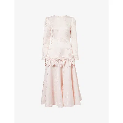 Sister Jane Womens Pink Gloss Floral Jacquard Midi Dress