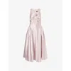 Sister Jane Womens Pink Muse V-neck Taffeta Midi Dress Xs In Pink