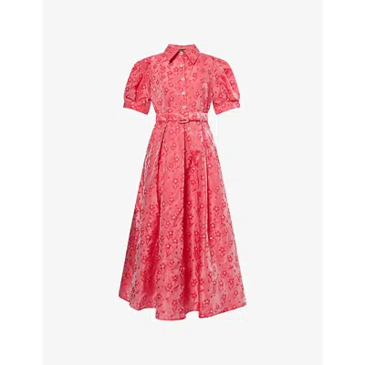 Sister Jane Womens Red Enchanted Puffed-sleeves Woven Midi Dress Xs