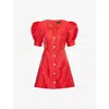 Sister Jane Womens Red Tansy Jacquard Woven Mini Dress Xs In Red