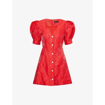 Sister Jane Womens Red Tansy Jacquard Woven Mini Dress Xs