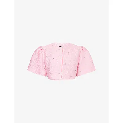 Sister Jane Womens  Celeste Jewel-embellished Satin Jacket In Pink