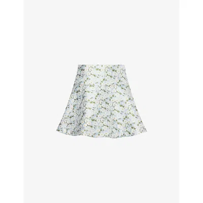 Sister Jane Womens Blue Mist Jacquard Flared Woven Mini Skirt In Multi
