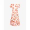 Sister Jane Womens Red Willa Jacquard Woven Midi Dress In Multi