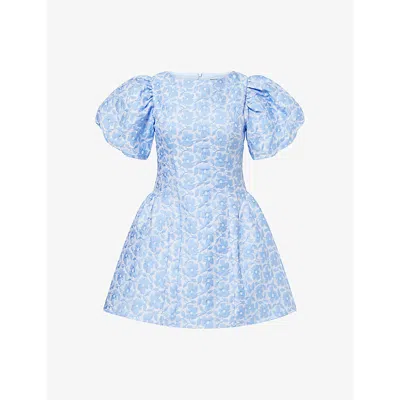 Sister Jane Womens True Blue Bilberry Jacquard Woven Mini Dress Xs