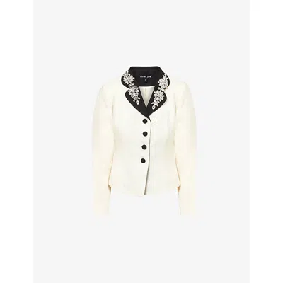 Sister Jane Womens White Hélène Boucle Woven Blazer Xs
