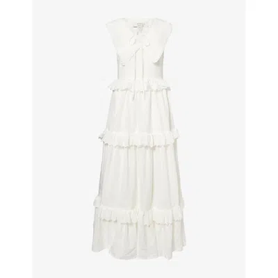 Sister Jane Womens White Neroli Tiered Woven Maxi Dress Xs