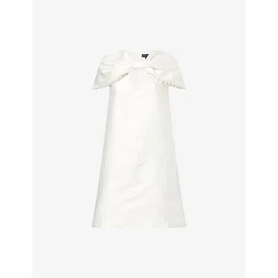 Sister Jane Womens White Opaline Caped Satin Mini Dress