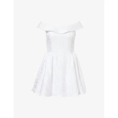 Sister Jane Womens White Willow Jacquard Satin Mini Dress Xs