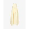 Sister Jane Womens Yellow Darya Jewel-neck Woven Midi Dress