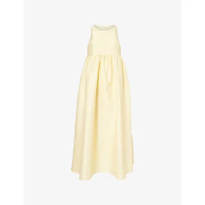 Sister Jane Womens Yellow Darya Jewel-neck Woven Midi Dress