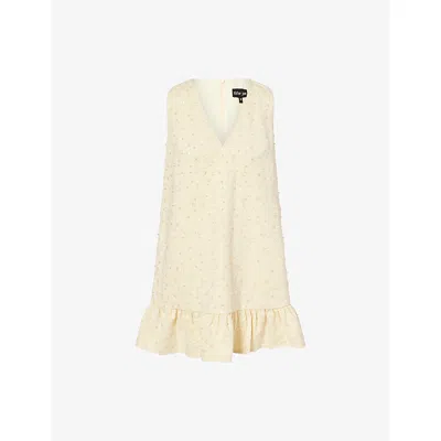 Sister Jane Womens Yellow Lemon Zest Embellished Woven Mini Dress
