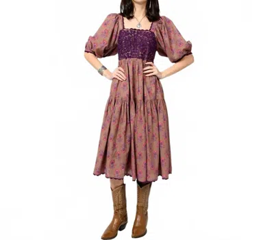 Sister Mary Harvest Bloom Smocked Dress In Purple In Brown