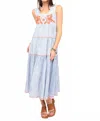 Sister Mary Rosa Tiered Sleeveless Dress In Blue Stripe In Blue