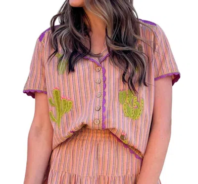 Sister Mary Socorro Button Down Top In Multi Stripe