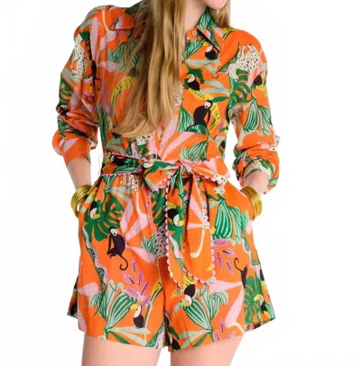 Sister Mary Tropical Romper In Orange In Multi