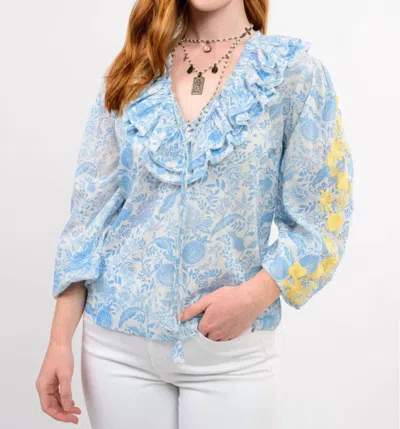 Sister Mary Vivian Floral Top In Blue