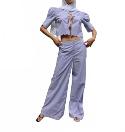 Sister Swim Scalloped Striped Blouse In Blue In Animal Print