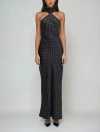 Sisterly Léonie Halter Polka-dot Satin Gown In Black