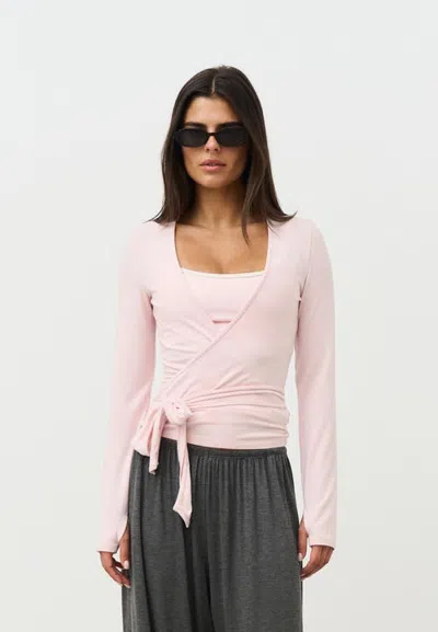 Sisterly Tribe Soft Ballet Wrap Top In Ballet Slipper