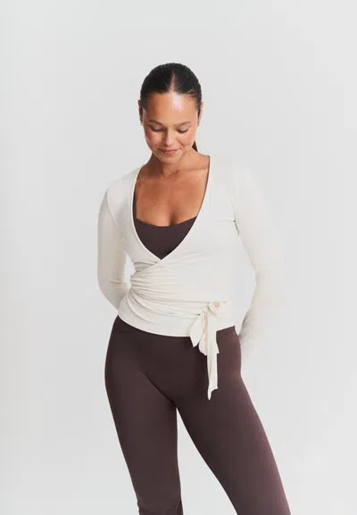 Sisterly Tribe Soft Ballet Wrap Top In Off White
