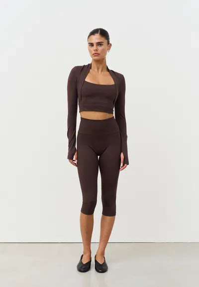 Sisterly Tribe Softsculpt Bolero Long Sleeve Top In Espresso