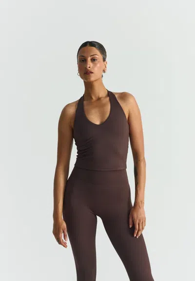 Sisterly Tribe Softsculpt Halter Neck Top In Espresso