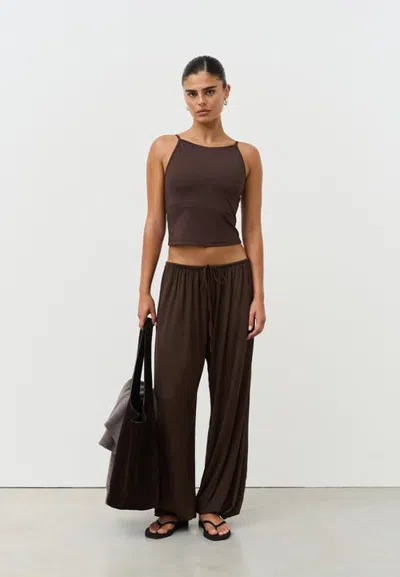 Sisterly Tribe Softsculpt High Neck Top In Espresso