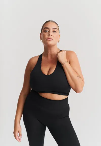 Sisterly Tribe Softsculpt V-neck Cross Back Bra In Black
