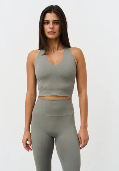 Sisterly Tribe Softsculpt V-neck Cross Back Bra In Gray
