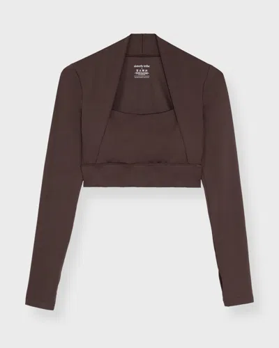 Sisterly Tribe Top Softsculpt Bolero Long Sleeve In Brown