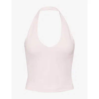 Sisterly Tribe Womens Ballet Slipper Softsculp Halterneck Workout Top In Pink