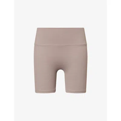 Sisterly Tribe Womens Clay Softsculpt High-waist Shorts In Brown