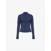 Sisterly Tribe Womens Softsculpt Zip High-neck Stretch-woven Jacket Navy In Blue
