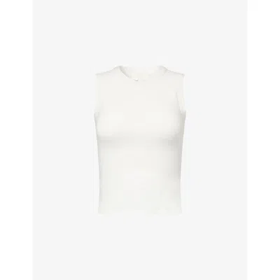 Sisterly Tribe Womens Off White Cosy Soft Sleeveless Stretch-cotton Tank Top